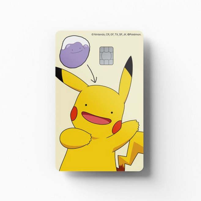 [고스티/EZFIT] 포켓몬 - 피카츄로 변신한 메타몽 카드 커버 스티커, 1개, Large Chip