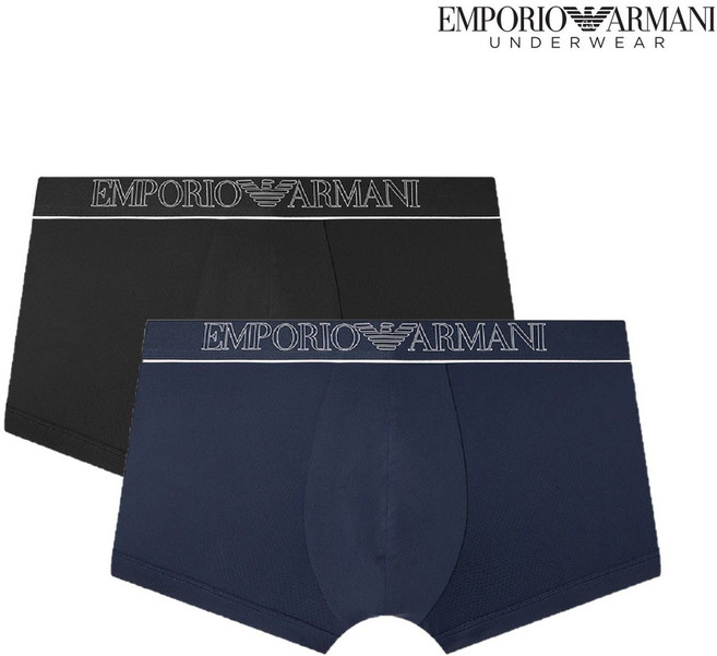 매장정품 EMPORIO ARMANI UNDERWEAR 엠포리오 아르마니 언더웨어 [선물포장]언더라인 로고 메쉬 마이크로 사각드로즈 2PACK (0816112047-48) 162