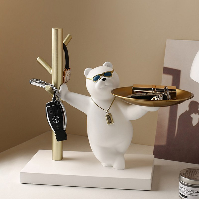 데코트리 북극곰 차키 보관 멀티 트레이, 화이트