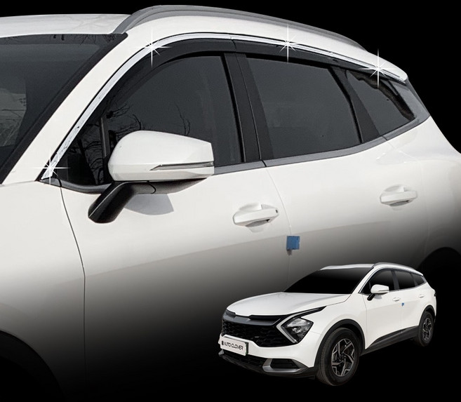 E466 기아 스포티지NQ5 2021~Current 블랙 다이아몬드 도어바이져 6+2PCS