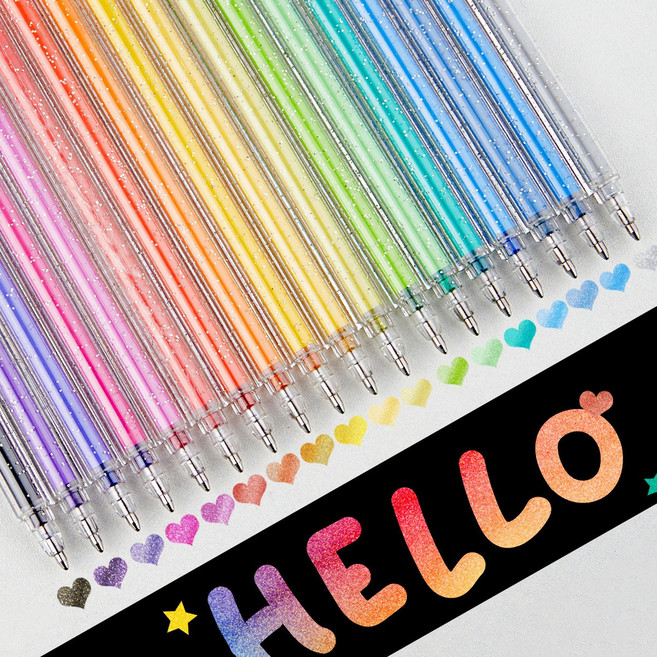 비위더스 글리터 반짝이 메탈릭 트윙클 볼펜 젤펜 18색세트, 1세트