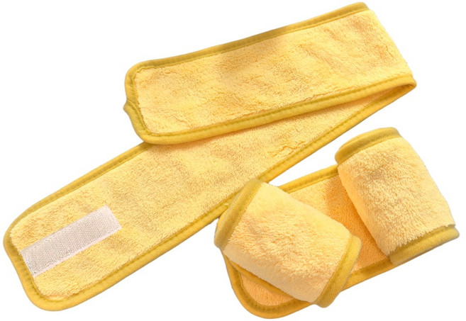 극세사 포그니 헤어밴드 (3매입) 세안밴드 세수 머리띠 부드러운 타입의 미용 헤어밴드, 옐로우, 1개