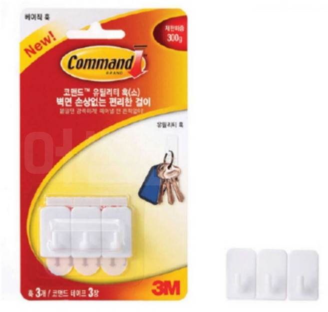 어썸만물상 3M 벽걸이 후크 소형 코맨드, 1개