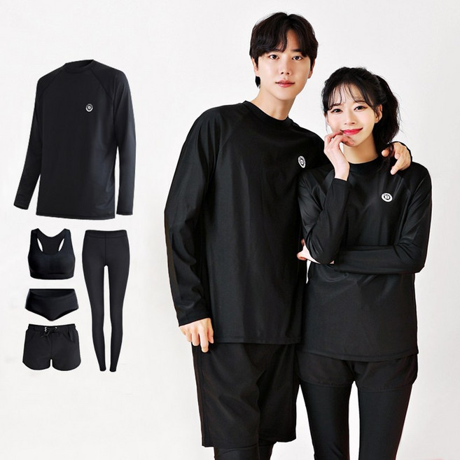 로이몬스터 남녀 상하의 5종 세트 체형커버 무지 오버핏래쉬가드 박시핏 루즈핏 빅사이즈 ~3XL 까지