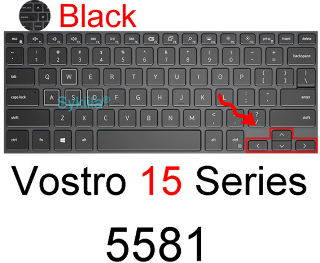 호환 Dell Vostro 키보드 커버 실리콘 보호대 스킨 케이스 Dell Vostro 15 16 3000 5000 7620 7000 3510 3515 3525 5510 5515, [11] Black, 1개