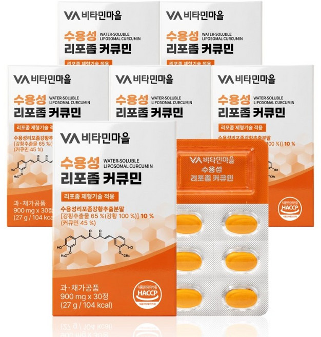 비타민마을 수용성 리포좀 커큐민 강황, 6개, 30정