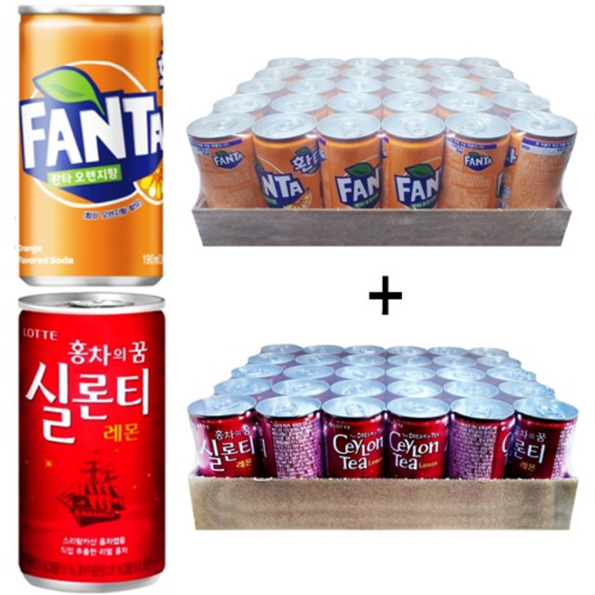 환타오렌지 190ml(30캔) + 실론티 175ml(30캔), 60개, 190ml