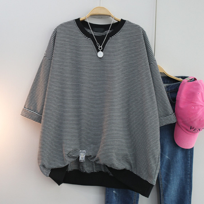 달콩 여성 삼각단가라오버핏칠부맨투맨 빅사이즈 루즈핏