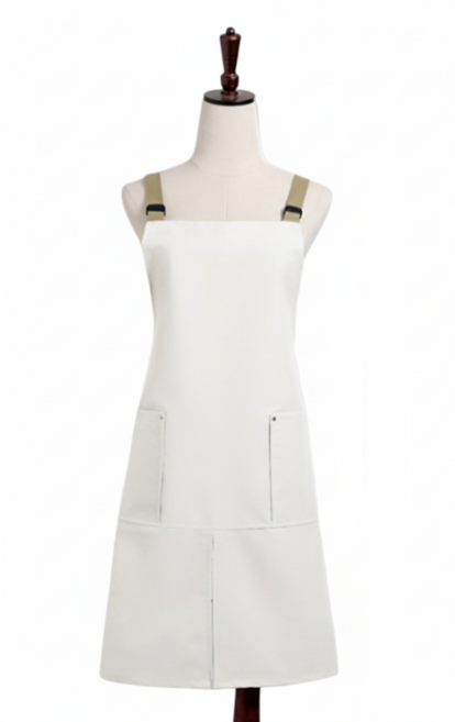 방수 캔버스 앞치마 카페 바리스타 식당 주방 공방 작업복, 아이보리