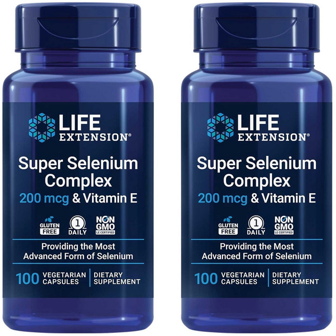 라이프익스텐션 슈퍼 셀레늄 콤플렉스 200mcg & 비타민 E 베지테리안 캡슐, 100정, 2개