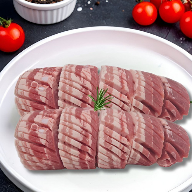 친한돈 프리미엄 숙성 돼지 캠핑 바베큐용 벌집삼겹살 당일배송, 600g, 5개