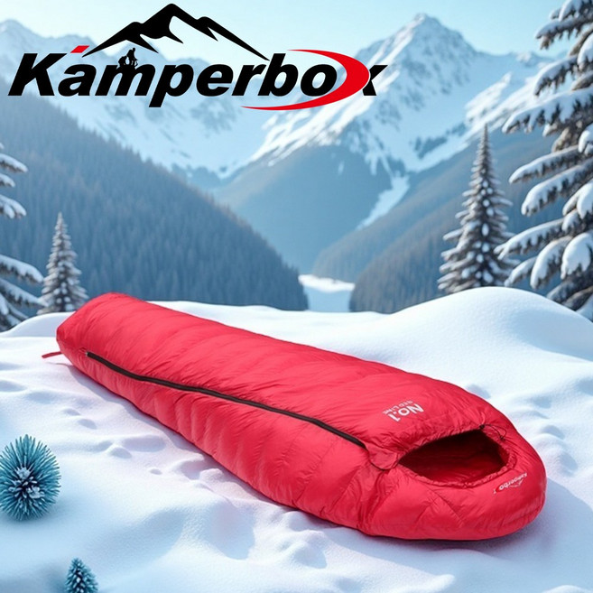 Kamperbox캠퍼박스 겨울용 침낭 캠핑용 합성 침낭 인조 다운 침낭 합성 섬유 다운 모방 침낭 CW1100, 1개, CW1100빨간색