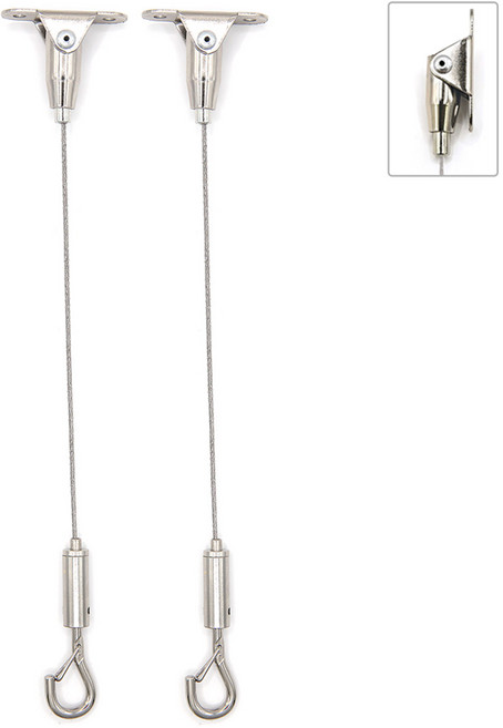 천장 슬림 와이어 경사 액자걸이 소 1m, 2개, 실버