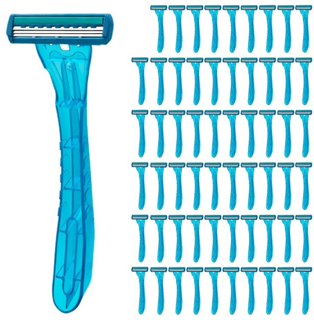 리빙만렙 개별 포장 3중날 일회용 면도기, 60개, 1세트