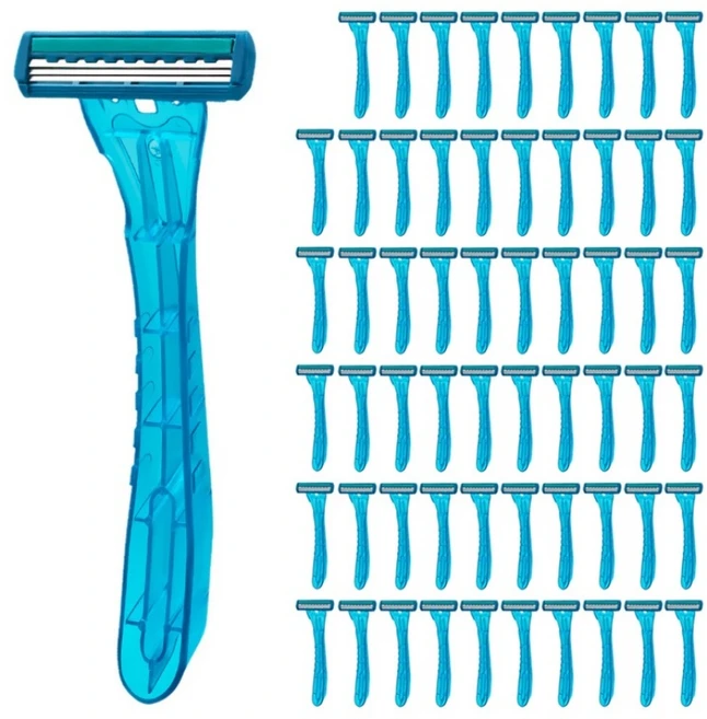 리빙만렙 개별 포장 3중날 일회용 면도기, 60개, 1세트 - 쿠팡