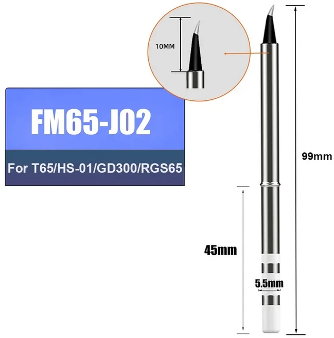 T65 HS-01 GD300 납땜 인두 교체 히터 용 팁 수리 도구 가능하지 않음 T12, 05 FM65-J02