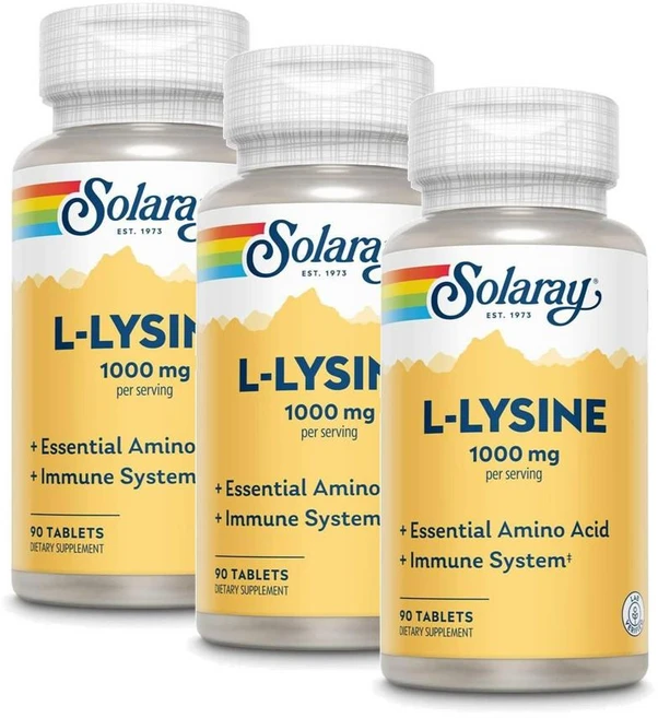 솔라레이 L 라이신 1000mg 아미노산 SOLARAY L Lysine, 90정, 3개 - 쿠팡