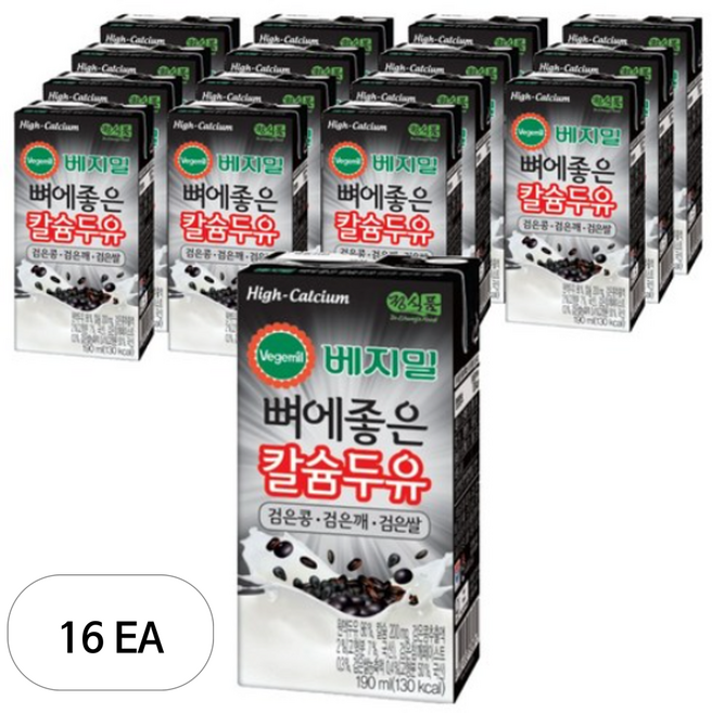 베지밀 뼈에좋은 칼슘두유 검은콩 깨 쌀, 190ml, 16개