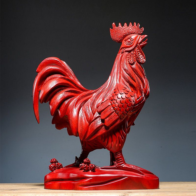 木雕雞擺件 黃花梨實木工藝品, 紅花梨雞高為20cm