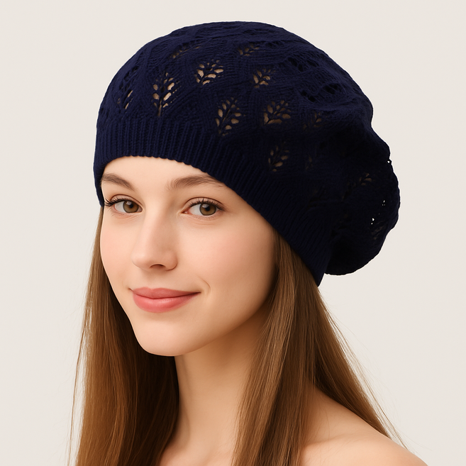 모장 A08 여성용 레이스 니트 베레모