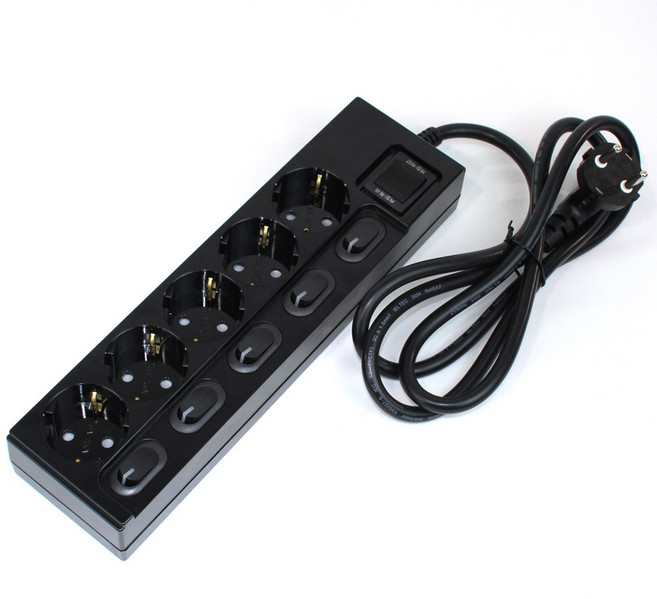 KD-TAP 국산 개별형 스위치 멀티탭 5구 고용량 콘센트 16A 안전 접지, 1개, 블랙, 3m