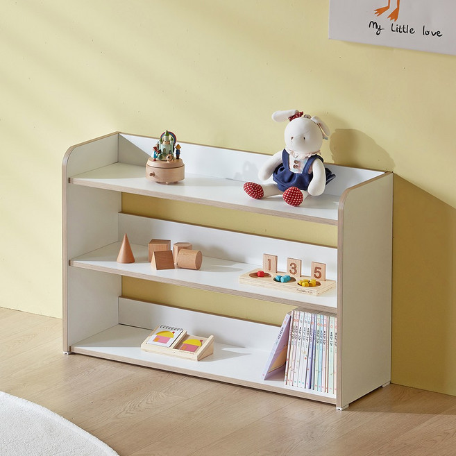 웰퍼니쳐 밤비노 친환경 교구장 낮은 3단 오픈형 책장 인형 장난감 진열대 미니 책꽂이