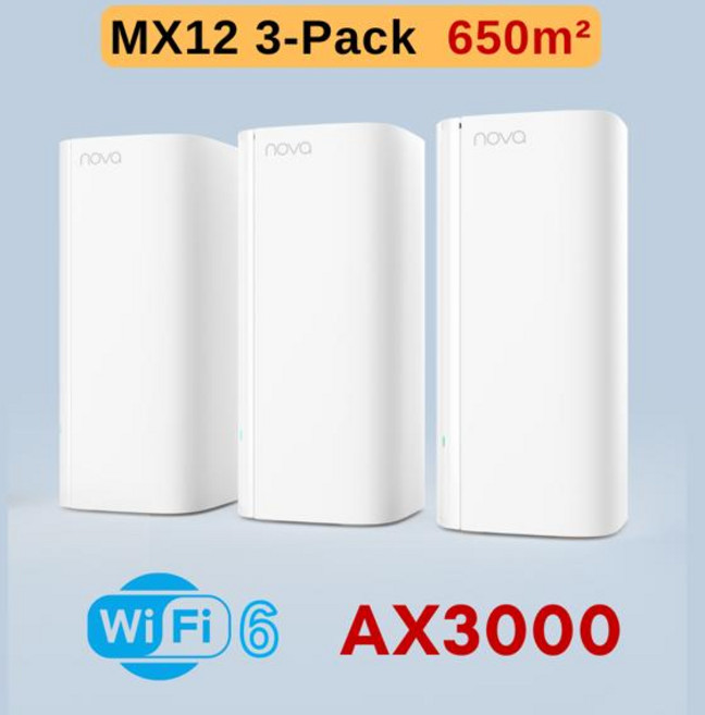 Tenda 무선 Wi Fi6 메시 와이파이 라우터 AX3000 메쉬 WiFi6 범위 시스템 7000 sq 최대 ft 6 기 EX/MX12, Original EU Plug, AX3000 3 pa