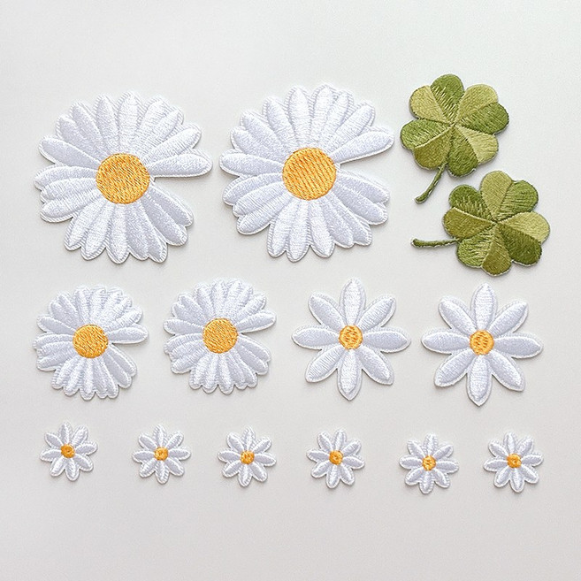 리빙키 데이지 꽃 와펜 패치 열접착 14종 세트 C-01