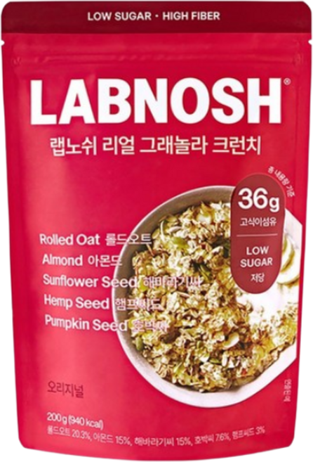 랩노쉬 리얼 그래놀라 크런치 오리지널 시리얼, 200g, 1개