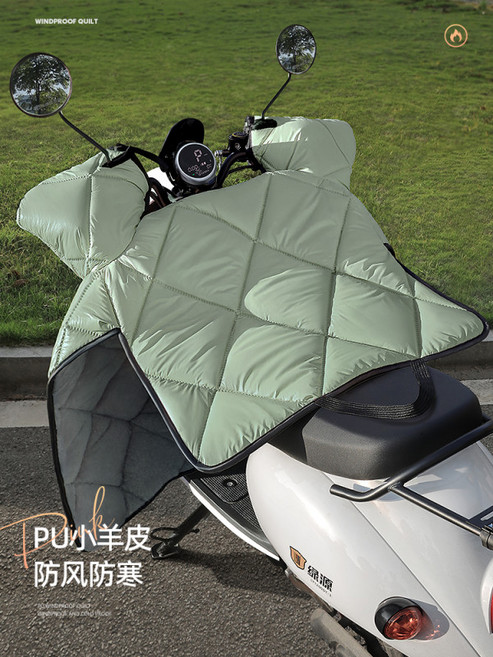 방한커버 소형 오토바이커버, 블랙 측면확장 PU양가죽 두꺼운