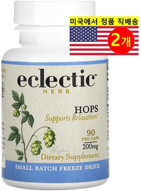 Eclectic Herb 신선 동결 건조 홉 추출 200mg Freeze Dried Hops, 2개, 90정 - 쿠팡