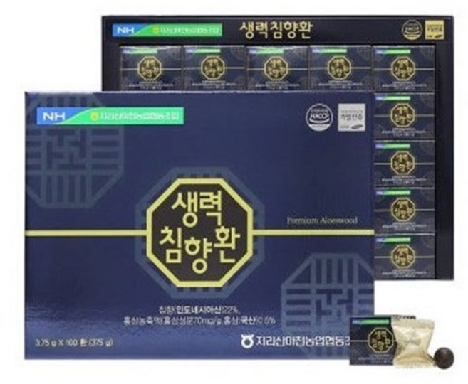 농협 생력 침향환 침향 22% 함유 인도네시아산 개별포장 고급 패키지 쇼핑백 100환 대용량, 1개, 375g