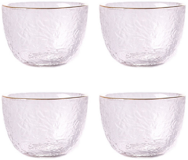 샤인트 골드링 미스트 소주잔 세트, 4개, 투명+골드링