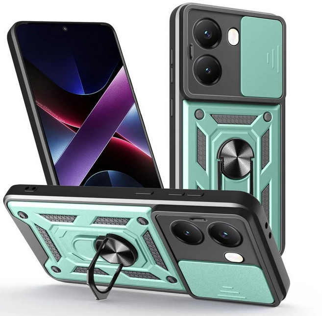 하이브리드 메탈 링 홀더 커버 카메라 보호 케이스, 1개, 2. Green / J. For Poco X6 Pro