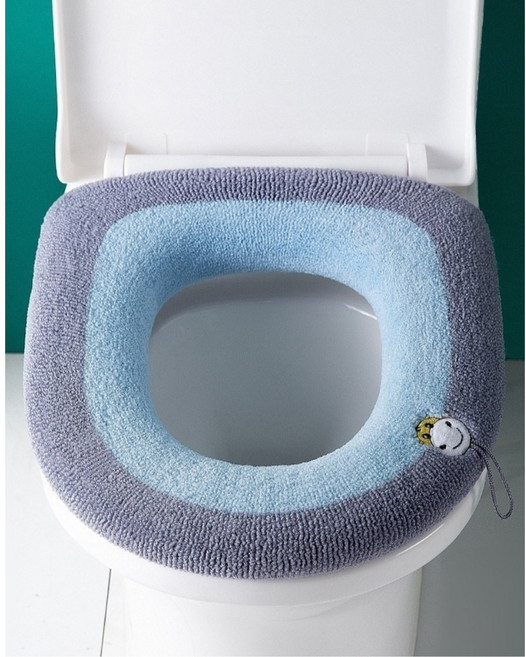 스타퀸잇 사계절 변기 커버 쿠션 방석 시트 부드러운 극세사 화장실 세탁가능 1+1+1, 1개, 블루+진그린+핑크