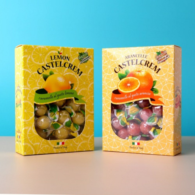 선물용 레몬맛 오렌지맛 카스텔크램 포지타노 캔디 250g 세트 (이탈리아 수입 명품 천연 고급 사탕), 1개, 145g