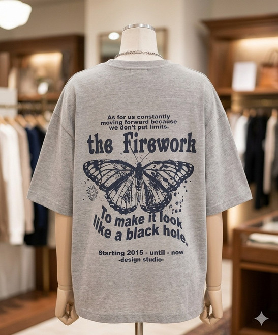 꼼빠뇨 compagno 버터플라이 피그먼트 반팔티 고스트그레이