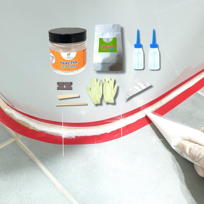 매직스토리 수직테두리용줄눈제 화이트펄 100g (주제와경화제만) 셀프보수시공용 헤라테이프 미포함, 1개, 상세페이지 참조