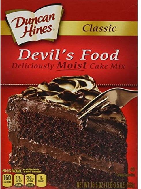 던컨 하인즈 클래식 데블스 푸드 케이크 믹스 (2팩) Duncan Hines Classic Devil's Food Cake Mix (2 Pack), 1.03 Pound (Pack of 2)_Devils-, 1개, 929.86g