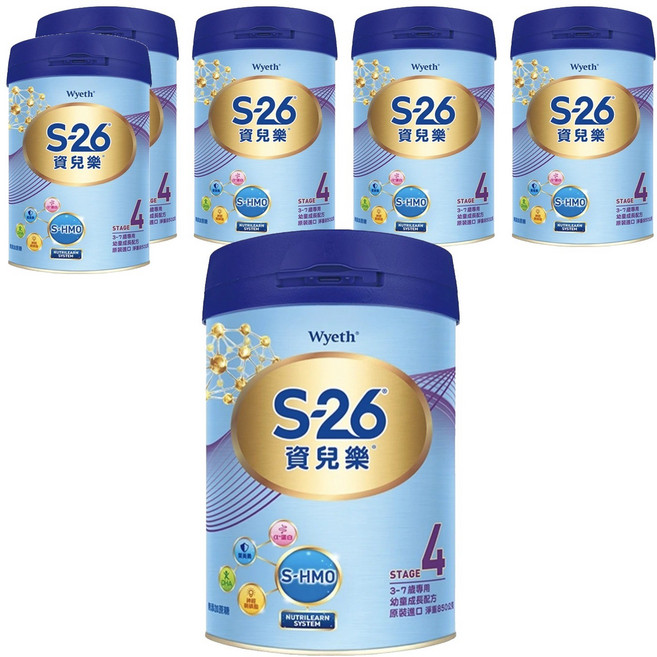 Wyeth 惠氏 S-26 資兒樂幼童成長配方 再升級版 4號, 850g, 1罐, 6罐