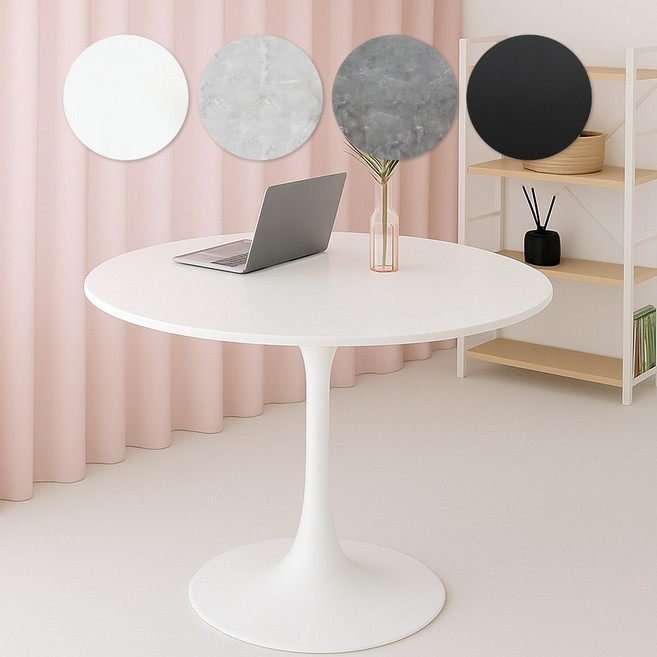비셀리움 원형 테이블 식탁 800, 화이트, 2인용