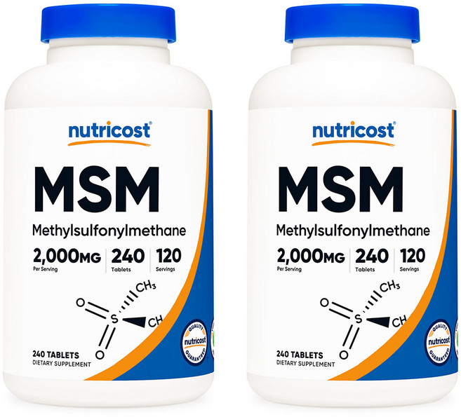 Nutricost MSM 뉴트리코스트 식이유황 2000mg 240타블렛 2팩, 2개, 240정