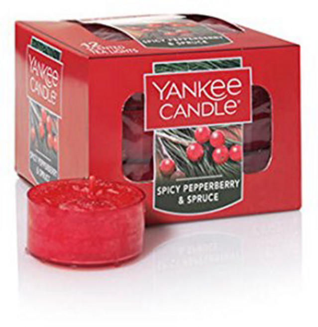 양키 캔들 스파이시 페퍼베리 & 스프루스 12 티라이트 Yankee Candle Spicy Pepperberry & Spruce 12 Tea Lights, 1개, Red