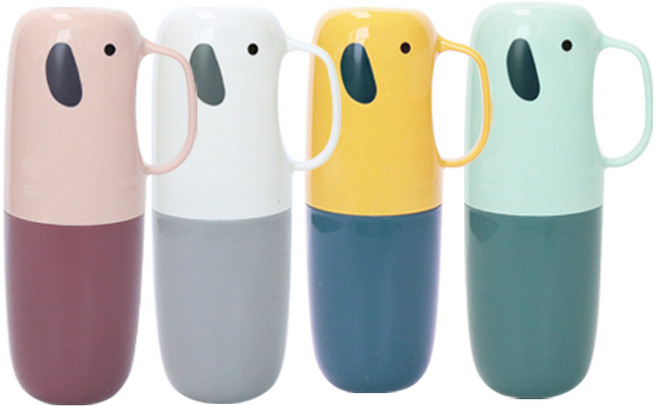 [4종] KC인증 휴대용 칫솔 케이스 양치컵 어린이집 유치원 초등학교 여행용 단체 행사 답례품, 화이트+민트+옐로우+핑크, 4개