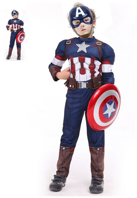 어린이집학예회의상 할로윈 어벤져스 캡틴아메리카 코스튬 (XL) 캐릭터 옷