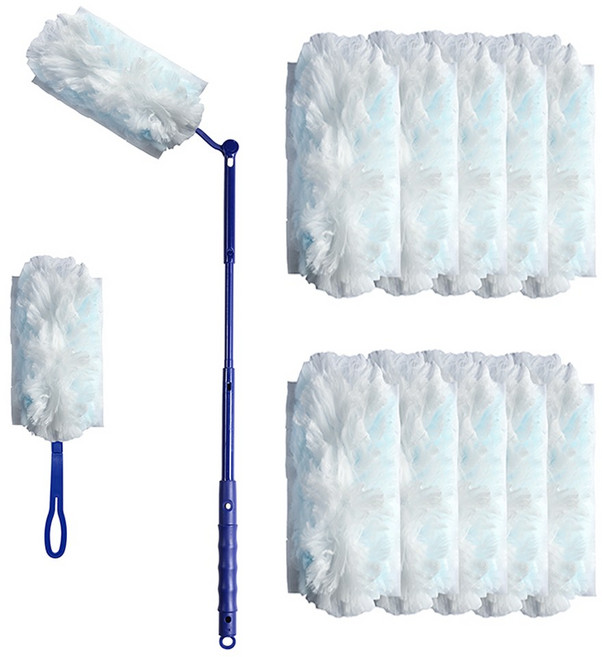 코코바이브 일회용 먼지털이 숏 롱 핸들(리필 10개 증정), 네이비, 1세트