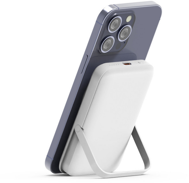 로랜텍 스탠드 고속 무선충전 맥세이프 보조배터리 10000mAh, WS-T159P, 화이트