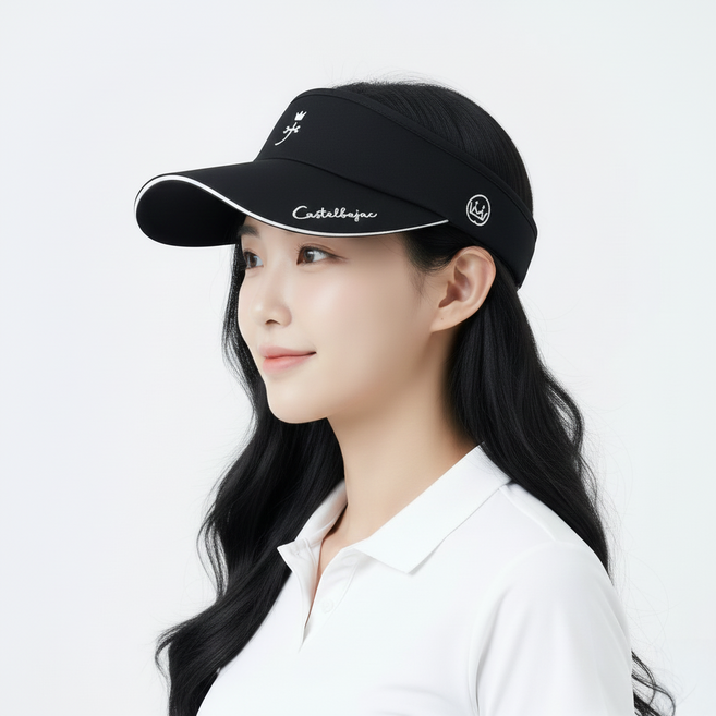 까스텔바작 모자 여성용 골프 완벽커버 와이드챙 썬바이저 BWCW-GC714, 블랙, 1개
