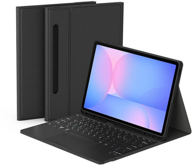 데이웍스 갤럭시탭 S10 FE+ 플러스 블루투스 터치패드 키보드 북커버 케이스 S펜 수납, 모티보 플러스_블랙, 1개