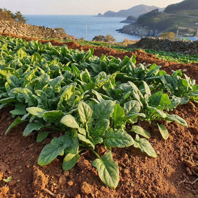 남해직송 남해 보물초 노지 시금치, 500g, 1개